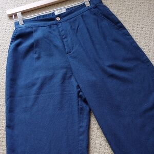 Navy Blue Linen Wide Leg Pants